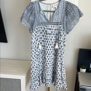 Cleobella Blue and White Floral Mini Dress